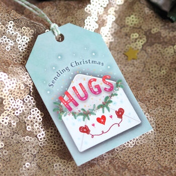 Christmas Hugs Pack Of Six Gift Tags, 2 of 4