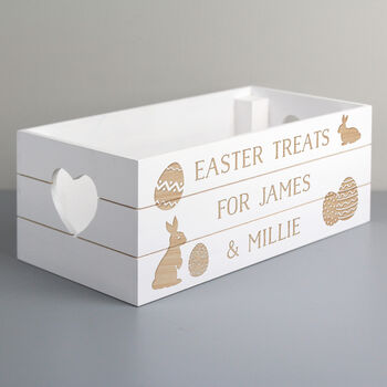 Easter Bunny Personalised White Wooden Crate, 4 of 7