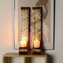Set Of Two Metal Wall Sconce Candle Holder Decor, thumbnail 1 of 6