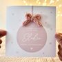 Personalised Crochet Bow Little Baby Girl 1st Christmas Card, thumbnail 1 of 3