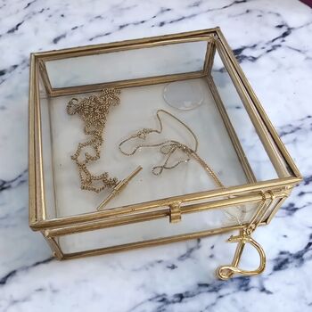 Antique Glass And Gold Finish Jewellery Box, 8 of 10