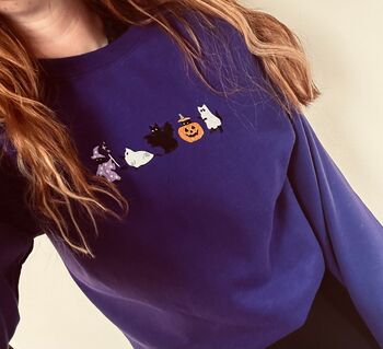 Halloween Cats Embroidered Sweatshirt, 4 of 6