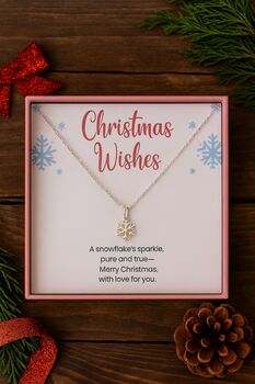 Sterling Silver Christmas Snowflake Charm Necklace, 2 of 8