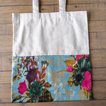 Colourful Half Sari Cotton Tote Bags, Fair Trade Shopping Bag Handmade In India, 2 of 12