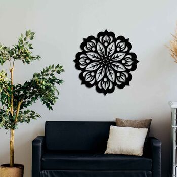 Round Wooden Mandala Modern Flower Wall Art Decor, 3 of 10