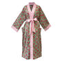 Long Cotton Block Print Kimono Jaipur Floral Green/Pink, thumbnail 1 of 3