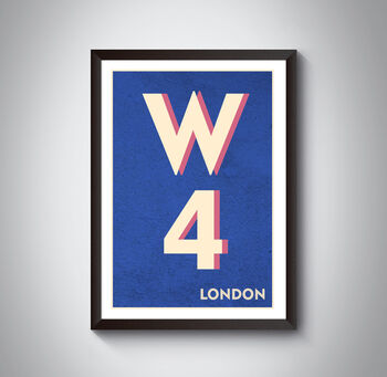 W4 Hammersmith London Postcode Typography Print, 10 of 10