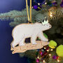 Personalised Polar Bear With Crown Christmas Decoration, thumbnail 1 of 2