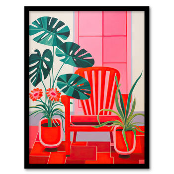 Hothouse Flowers Bright Red Pink Plants Wall Art Print, 5 of 6