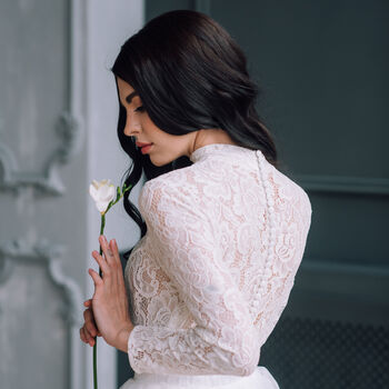 Long Sleeved Lace Bridal Top | Blush Wedding Dress Topper, 2 of 12