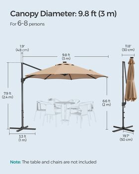 Garden Parasol Umbrella Solar Powered LED Lights Upf50+, 11 of 12