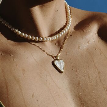 White Shell Heart Pendant Necklace, 6 of 7