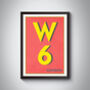 W6 Hammersmith London Postcode Typography Print, thumbnail 5 of 10