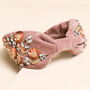 Vintage Pink Velvet Floral Beaded Headband, thumbnail 2 of 2