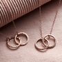 Personalised Textured Medium Double Hoop Names Necklace, thumbnail 7 of 9