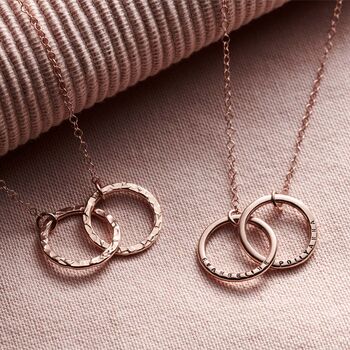 Personalised Textured Medium Double Hoop Names Necklace, 7 of 9