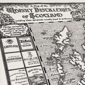 Scotland Whisky Map Tea Towel, 5 of 11