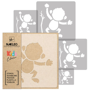 Reusable Plastic Stencils Five Pcs Monkey With Brushes, 2 of 5