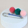 Pom Pom Charm Safety Pin Brooch, thumbnail 1 of 5
