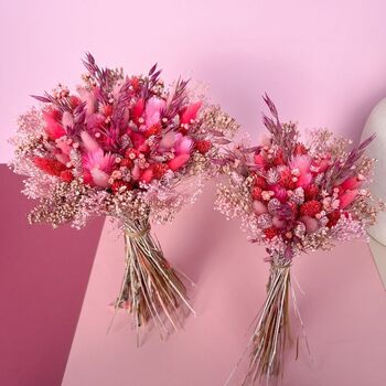 Bright Pink Dried Flower Bouquet With Bunny Tails, 4 of 4