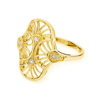 Designer Art Deco Oval Ring In 18ct Gold Vermeil, 2 of 5
