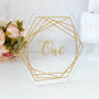 Gold Wedding Table Number On Clear Acrylic Hexagons, thumbnail 4 of 7