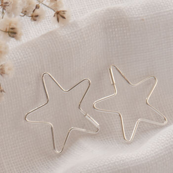 Small Star Sterling Silver Sleeper Earrings, 8 of 12