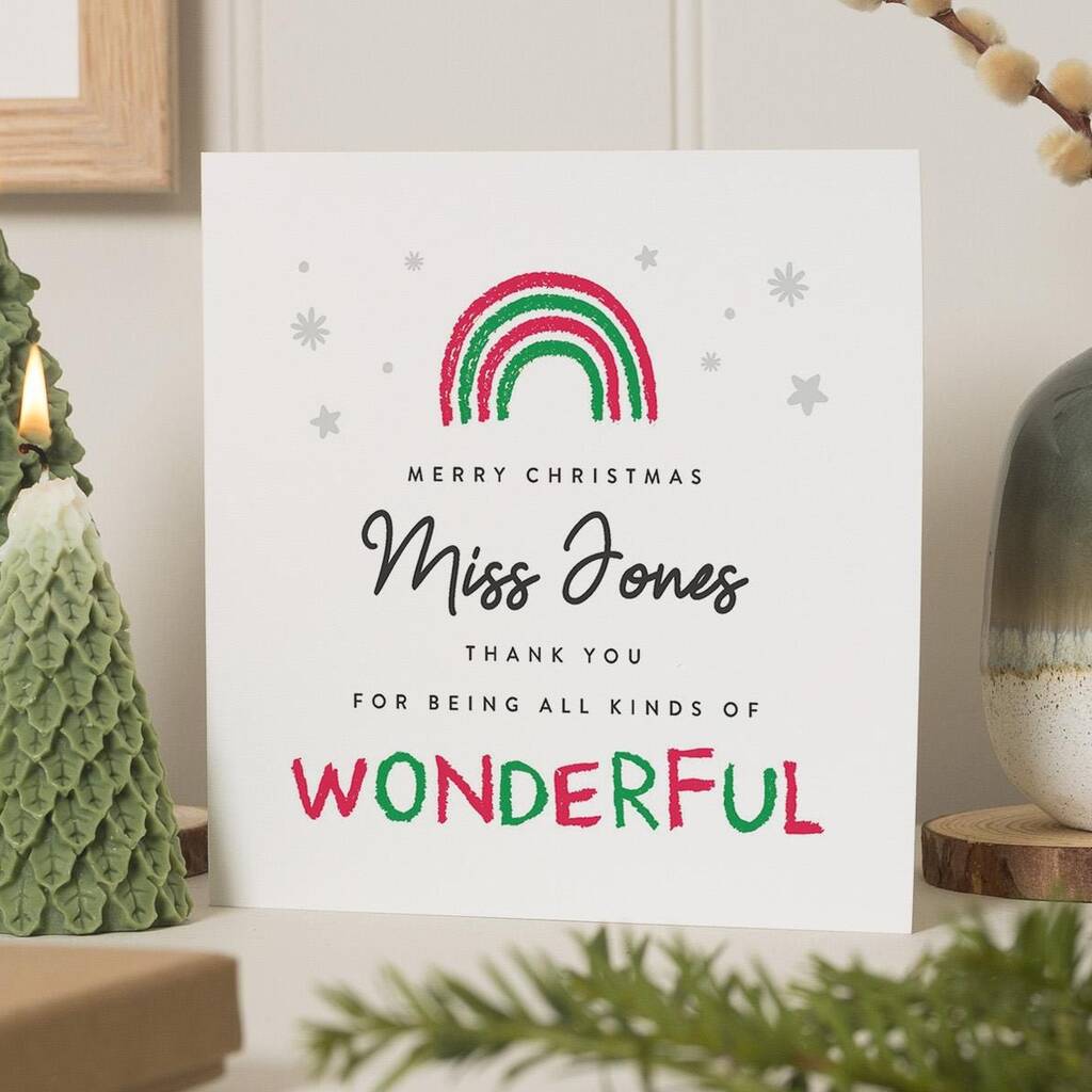 Christmas Card For Teacher With Name Personalised, 1 of 7