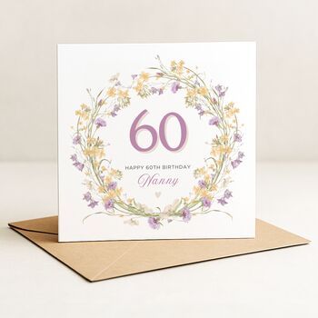 Personalised Floral 60th Birthday Card For Her, 5 of 7