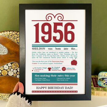 Personalised 70th Birthday Gift Print Life In 1956, 8 of 9