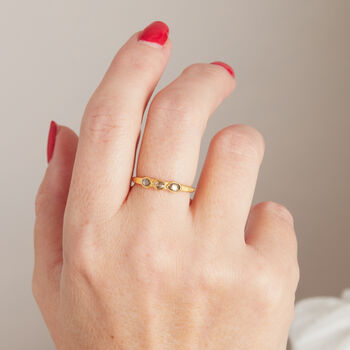 Matte Gold Plated Silver Chocolate Diamond Ring, 7 of 9