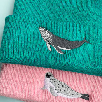 Humpback Whale Embroidered Beanie Hat, 3 of 5