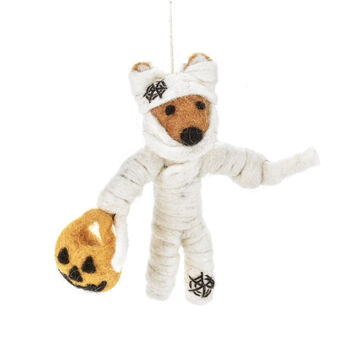 Handmade Felt Foxy Mummy Hanging Halloween Decoration, 2 of 2