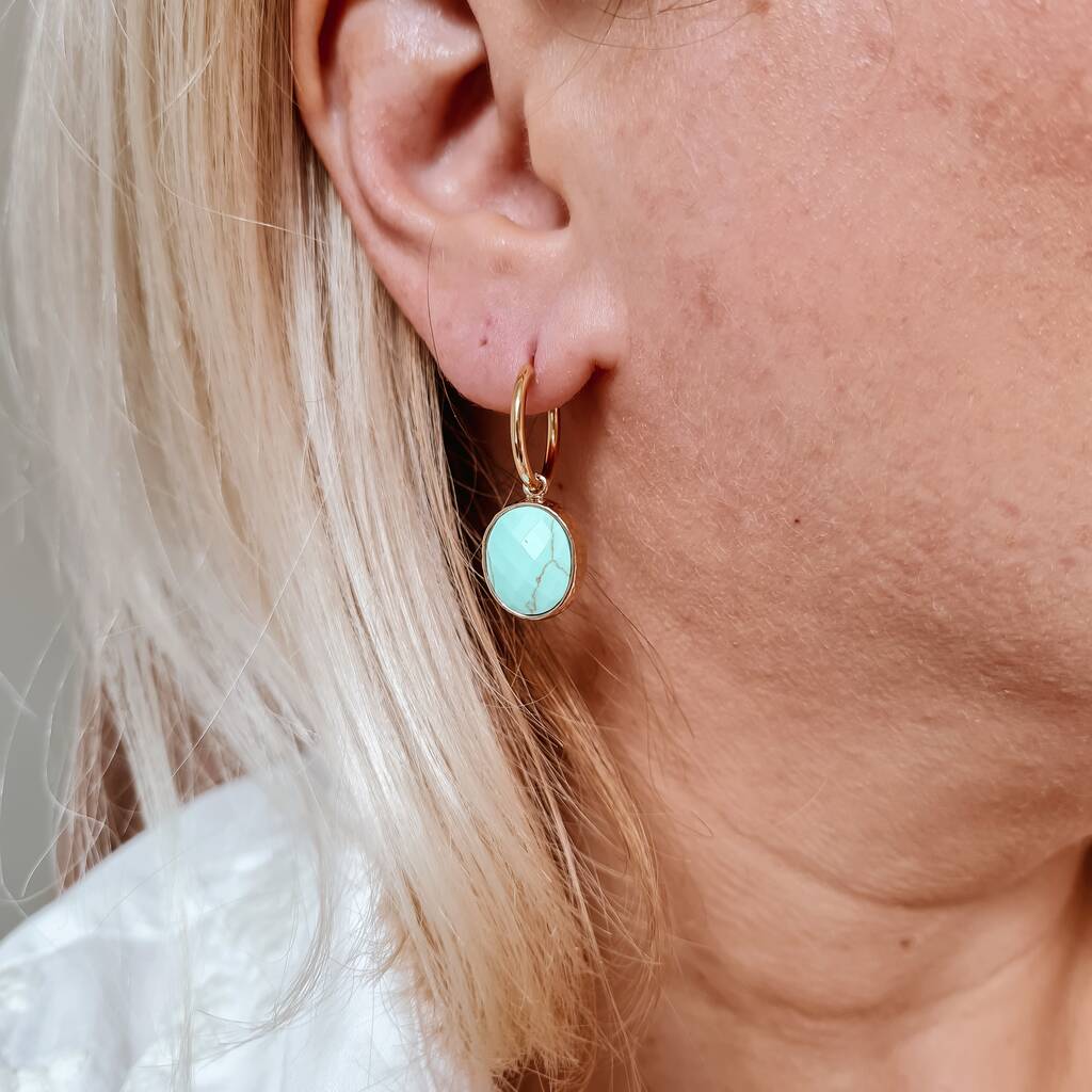 Turquoise Gemstone Drop Earrings By Misskukie Notonthehighstreet Com