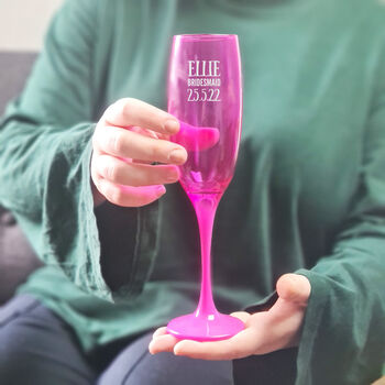 Personalised Pink Champagne Glass Gift For Bridesmaid, 5 of 9
