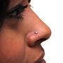 9ct Gold L Shaped Round Cz Crystal Nose Stud Pin, thumbnail 7 of 9