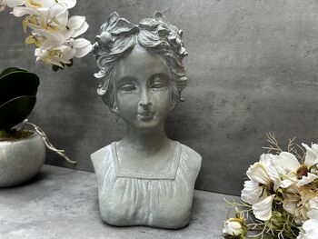 26cm Grey Female Bust Statue Modern Lady Head Statue, 10 of 12
