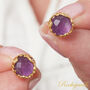 Purple Amethyst Textured Gold And Silver Stud Earrings, thumbnail 3 of 11