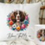 Personalised Springer Spaniel Summer Floral Dog Wreath Cushion And Mug Bundle, thumbnail 1 of 4