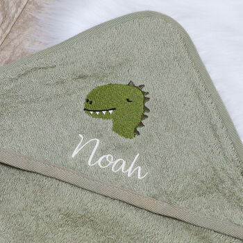 Personalised Trixie Aura Dino Hooded Towel, 2 of 6