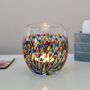 Multicoloured Blossom Painted Round Glass Tea Light Holder, thumbnail 1 of 5