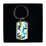 Navy Yellow Blurred Millefiori Handprinted Keyring, thumbnail 1 of 10