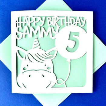 Cute Unicorn Personalised Kids Birthday Card, 2 of 4