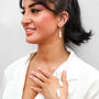 Bridal Biwa Pearl Huggie Hoop Earrings, thumbnail 5 of 7