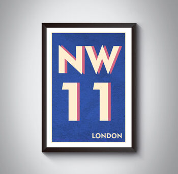 Nw11 Barnet London Typography Postcode Print, 10 of 10