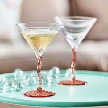 Set Of Two Wobbly Stemed Martini Glasses, 3 of 4