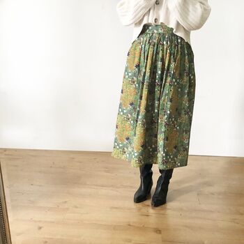 Flower Garden Cotton Midi Skirt, Art Print Skirt, 3 of 4