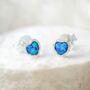 Molten Sterling Silver Blue Opal Heart Stud Earrings, thumbnail 3 of 7