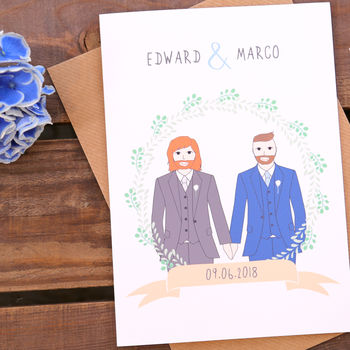 Mr And Mr Gay Wedding Or Civil Partnership Card, 2 of 3