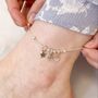 Sterling Silver Anklet, Silver Star Trio, thumbnail 1 of 4